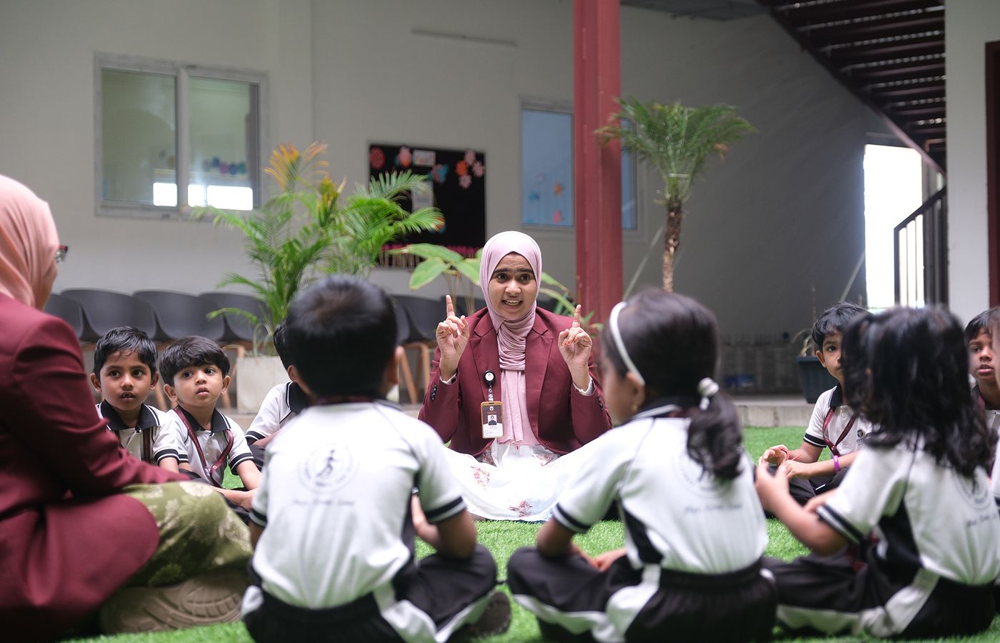 Students studying in library